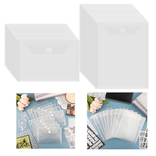 OTCRAFT 20 Stück/Set 17,8 x 23,9 cm/17,8 x 12,7 cm transparente Stempel- und Stanzschablonen, Aufbewahrungsbeutel für Stempel, Kunststoff-Umschläge, DIY-Scrapbooking, Stanzformen für Schablonen, von OTCRAFT