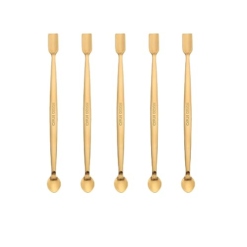 OTCRAFT 5 x 304 Edelstahl-Bastellöffel-Set für Heimwerker, Scrapbooking, Glitzer-Prägepulver, Pailletten und andere kleine Verzierungen, Basteln, Kartenherstellung, helles Licht (golden) von OTCRAFT