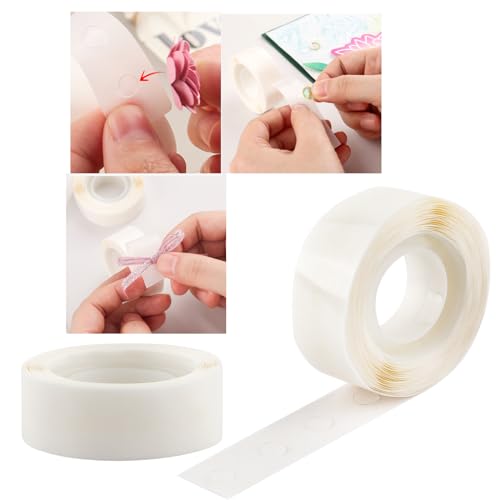 OTCRAFT 600 Stück 3/16 Zoll (5 mm) 2 Rollen ultradünne Klebepunkte, klare, entfernbare Mini-Klebepunkte, doppelseitige Aufkleber, für Luftballons, Hochzeitsdekoration oder DIY-Bastelpunkte von OTCRAFT