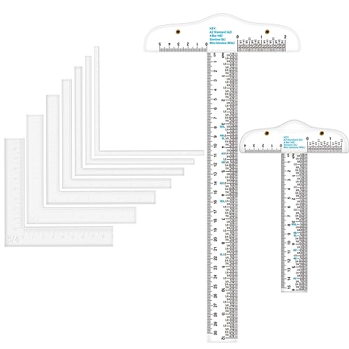 OTCRAFT 9 Stück/Set kreative Positionierungsstücke, Kartenecken, Helfer mit 15,2 cm / 30,5 cm transparentem Acryl, T-Quadrat-Lineal, Stanzecken, Papierbastelbedarf, Scrapbooking-Werkzeuge für von OTCRAFT