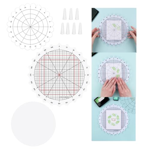 OTCRAFT Rotierender Stempel-Plattform-Stempel und Drehwerkzeug zum Stempeln von kreisförmigen Designs, Stempel-Positionierungswerkzeug mit Linien für Scrapbooking, Basteln, Kartenherstellung, von OTCRAFT