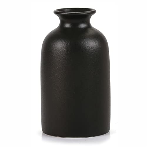 Kleine Keramikvase, schwarze Vase, trockene Blumenvasen, minimalistischer Stil für modernes Tischregal, passend für Kamin, Schlafzimmer, Küche, Wohnzimmer, Heimdekoration (schwarz, klein) von OTDCGI