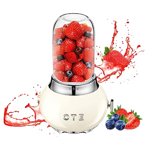 OTE Tragbarer Persönlicher Standmixer, Glasmixer Juicer, Edelstahlgehäuse und 400 ml dickes Borosilikatglas-Design Standmixer Mini Blender, 20.000 U/min, Geeignet für Säfte, Reisen, BPA-Free, Weiß von OTE