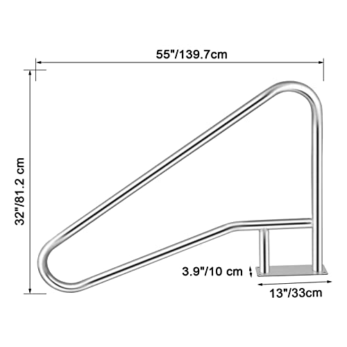 30-55 "x22-32" Schwimmbad Handläufe mit 4ft Grip Cover Humanized Design & M8 Bohrer Bit Poolgeländer Leiter Treppenschiene,Effiziente Ausrüstung(55x32 inch) von OTENC