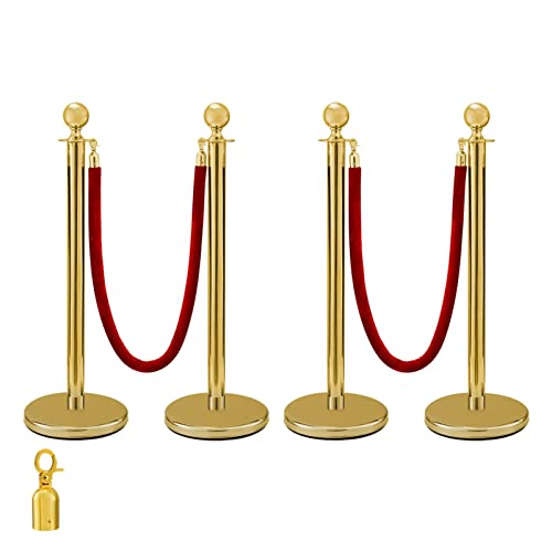38 -Zoll -Gold Silber Stanchion Posts Warteschlangen Rote Samt Seilmenge Kontrolllinie Barrieren mit stabiler Basis for Partyzubehör,Effiziente Ausrüstung(B) von OTENC