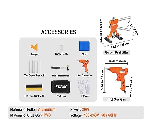 52/46/25/6 PCS Dellenentfernungsset Ausbeulreparaturset ohne Ausbeulung mit Gleithammer for die automatische Dellenentfernung bei kleineren Dellen an der Tür,Zeitersparnis(46 Pcs) von OTENC