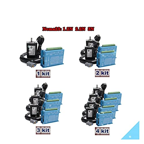 Bootsmotor, 4-Achsen-geschlossenes Schleifen Motor Kit: NEMA 23 Schrittmotor Closed Loop System + Servoantrieb HBS57H. mit 3m Kabel-CNC-Teil Kühle, leise Leistung(2.2N,3 kit) von OTENC