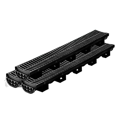 Drainage Grabenauffahrtenkanal Abfluss mit Plastikgrost 3-5 Pack HDPE Bodenabfluss Graben Abfluss Rost for Gartenauffahrt,Effiziente Ausrüstung(3PC 5.8x5.2x39inch) von OTENC