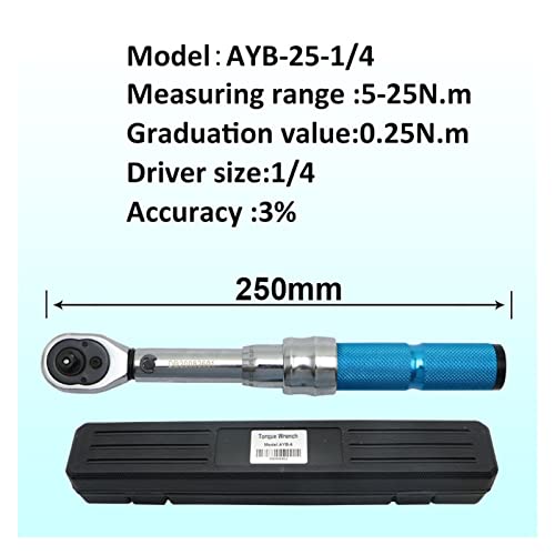 Drehmomentschlüssel 1/4 "3/8" 1/2 "Einstellbarer Schraubenschlüssel Fahrradreparaturwerkzeuge Handschlüssel Ratsche Ratchet Wrench Tool,Langlebig(AYB-25) von OTENC