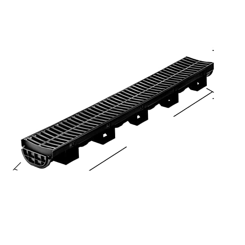 Driveway Trench Drainage Kit System Channel Drain With Plastic Grate 4-6 Pack HDPE Plastic Grille Black Garage Floor Drain,Effiziente Ausrüstung(5.8x3.1 in 4pack) von OTENC