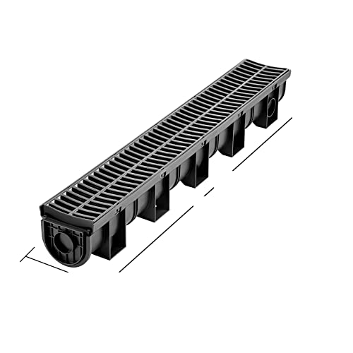 Driveway Trench Drainage Kit System Channel Drain With Plastic Grate 4-6 Pack HDPE Plastic Grille Black Garage Floor Drain,Effiziente Ausrüstung(5.8x5.2 in 6pack) von OTENC