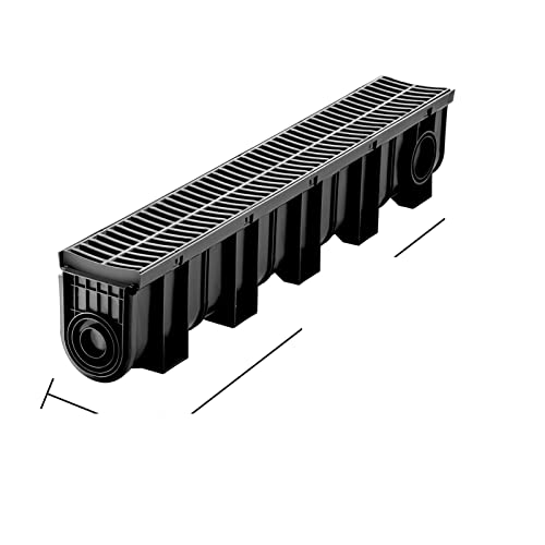 Driveway Trench Drainage Kit System Channel Drain With Plastic Grate 4-6 Pack HDPE Plastic Grille Black Garage Floor Drain,Effiziente Ausrüstung(5.8x7.5 in 4pack) von OTENC