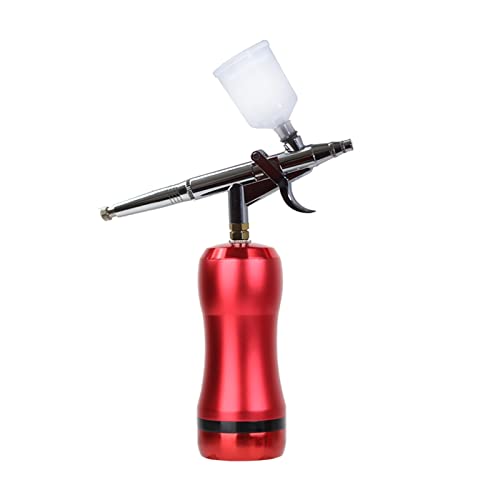 Farbsprühgerät, Easy Use Airbrush mit Kompressor Portable 25psi Druckkunst Design Nagelfarbe Foundation Makeup Modell Tattoo Friseur Salon Werkzeug,Gleichmäßiges Sprühen(Part A Red) von OTENC