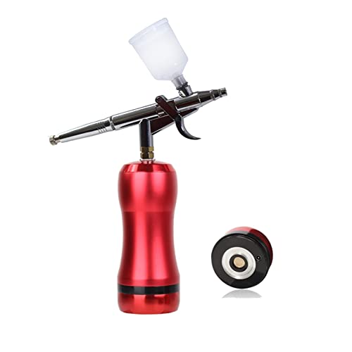 Farbsprühgerät, Easy Use Airbrush mit Kompressor Portable 25psi Druckkunst Design Nagelfarbe Foundation Makeup Modell Tattoo Friseur Salon Werkzeug,Gleichmäßiges Sprühen(Part B Red) von OTENC
