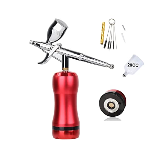Farbsprühgerät, Professionelle Mini-Airbrush mit Kompressor-Maßstab-Modellen Luftpumpe Sunless Bräunung Sprühfarbe Kolben Barber Tattoo Pneumatisches Werkzeug,Gleichmäßiges Sprühen(Part D Red) von OTENC