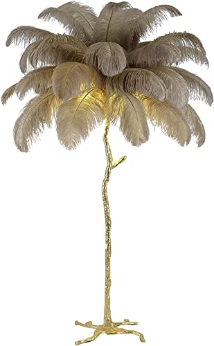 Federlampe, Feder-Stehlampe for Wohnzimmer, 1,2 m 1,7 m romantische Prinzessin-Schlafzimmer-Stehlampe for Schlafzimmer, moderne Luxus-Stehlampe aus echtem Straußenharz, Wohnzimmer, Büro, Innendekorati von OTENC