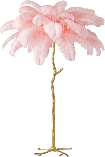 Federlampe, Feder-Stehlampe for Wohnzimmer, moderne Luxus-Feder-Stehlampe aus echtem Straußenharz, romantische Prinzessin-Schlafzimmer-Stehlampe for Schlafzimmer, Wohnzimmer, Büro, Innendekoration für von OTENC