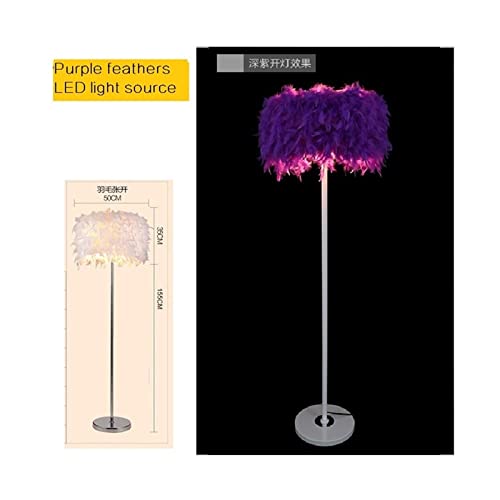 Federlampe, LED Feder Stehlampe Schlafzimmer Stehlampe Mädchen Raumdekoration Romantische Stehlampe Weiß Rosa Lila Weinrot Optional für Wohnzimmer(E27_10T 6 POINTS) von OTENC