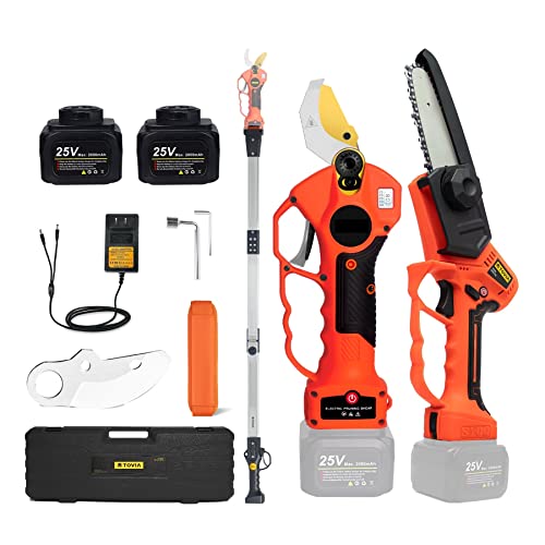 Gartenscheren, 25 V 40 mm Akku-Elektroschere mit Reach Extender 5-Zoll-Kettensägen-Bonsai-Zweigschneider,Präzisionsschneiden(Shears Saw Pole) von OTENC