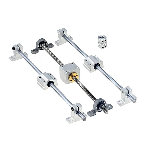 Linearlager, 3D-Drucker-Führungsschienen-Sets: T8-Leitspindel + Linearwelle 8 Mm + KP08 SK8 SC8UU + Muttergehäuse + 1 PC-Kupplung + 17HS2408 Schrittmotor,Feine Verarbeitung(Lead 8mm with motor,600mm) von OTENC