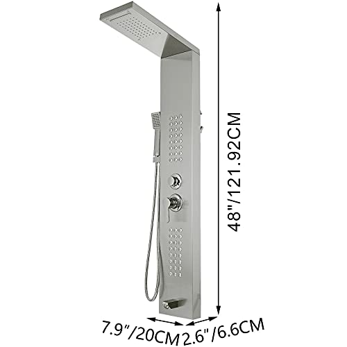 Luxus-Duschkollektor-Turmsystem Wandmontierter Dusche SPA Massage-Jet-Wasserfall-Regen-Dusch-Säulen-Mixer-Badezimmer-Armaturen,Effiziente Ausrüstung(Polishing Silver) von OTENC