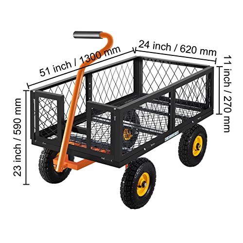 Multi-Purple-Gartenwagen entfernbarer Utility Wagon 1000-1400 Lbs Mit pneumatischen Reifen flexibler Griff for Garten Yard Farm,Effiziente Ausrüstung(1000lbs 51X24X23inch) von OTENC