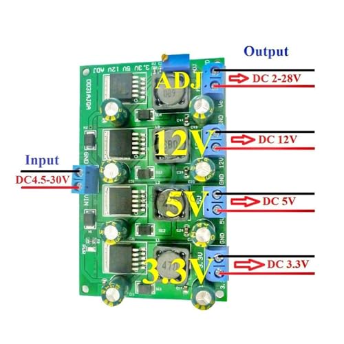 Netzteil, 3A 4 Kanäle Mehrfachschaltnetzteilmodul, 3,3V 5V 12V einstellbarer Ausgang DC DC Step-Down Buck Converter Board für 3D-Drucker Netzteil, 3A 4 Kanäle Mehrfachschaltnetzteilmodul, 3,3V 5V 12V einstellbarer Ausgang DC DC Step-Down Buck Converter Board für 3D-Drucker von OTENC