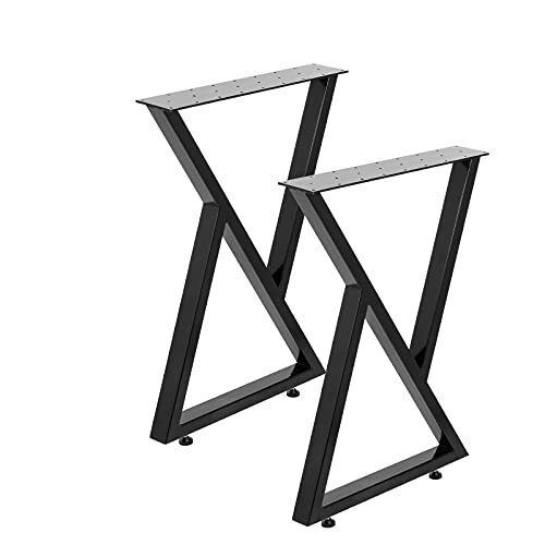 OTENC 2 stücke Tischbeine Metall Schwarze Möbelbeine Heavy Duty Industry Desk Einstellbare rutschfeste Füße Nordische Art for Couchtisch,Effiziente Ausrüstung(28x24 in) von OTENC