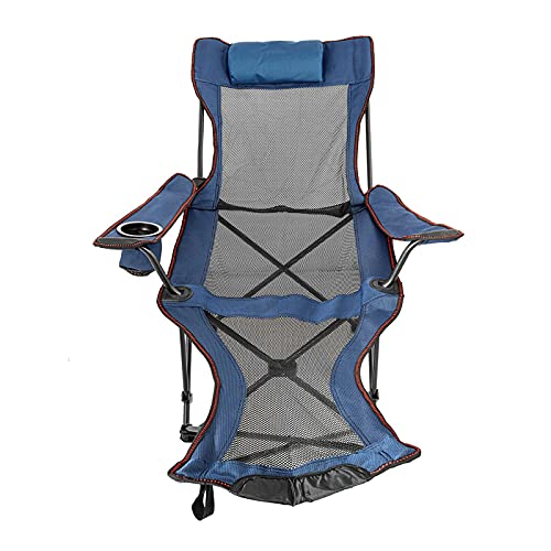 OTENC Outdoor Folding Camp Stuhl Rückenlehne mit Fußstütze Tragbare Bett Nickerchen Stuhl for Campingfischen Faltbare Strand Lounge Chair,Effiziente Ausrüstung(Blue) von OTENC
