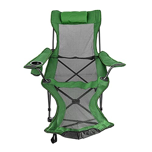 OTENC Outdoor Folding Camp Stuhl Rückenlehne mit Fußstütze Tragbare Bett Nickerchen Stuhl for Campingfischen Faltbare Strand Lounge Chair,Effiziente Ausrüstung(Green) von OTENC