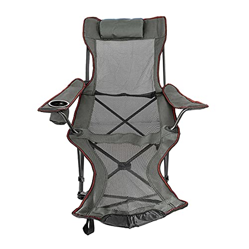 OTENC Outdoor Folding Camp Stuhl Rückenlehne mit Fußstütze Tragbare Bett Nickerchen Stuhl for Campingfischen Faltbare Strand Lounge Chair,Effiziente Ausrüstung(Grey) von OTENC