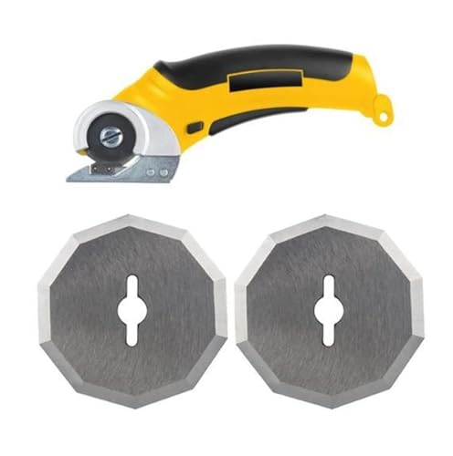Rollschneider, Elektrische Schere Wiederaufladbare Akku-elektrische Cutter Schere for Karton Leder Stoff Scrapbook Teppich Elektrische Rotary Cutt,Mehr Mobilität(1set with 2pc blade) von OTENC
