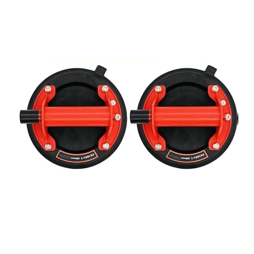 Saugnäpfe Vakuum-Saugnapf mit 200 kg Tragfähigkeit for die Adsorption von Fliesen, Granit und Glas, for Heben von 20,3 cm Becher für Metall, Fliesen(Red 2 PCS) von OTENC
