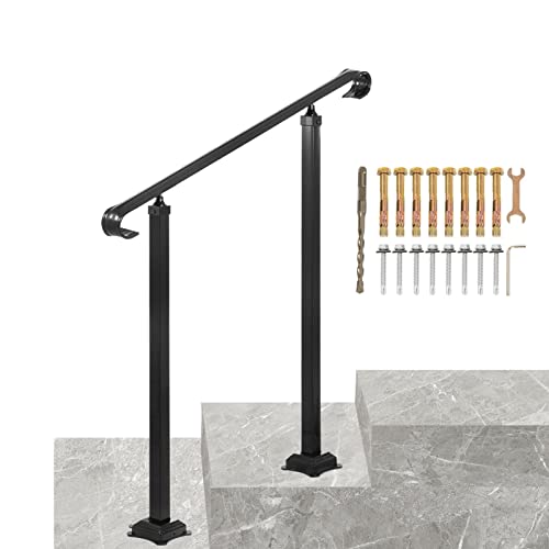 Schmiedeeisen Handlauf Fit 1 oder 3 Stufen Outdoor Rair Railing Einstellbare Frontporch-Handschiene Übergangshandgeländer,Effiziente Ausrüstung(140cm Length) von OTENC