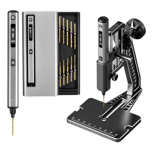 Tischbohrmaschine, Mini-Bohrmaschine mit Tischpresse, kabelloser Handbohrer-Kit for Handwerk, Holz, Kunststoff, Heimwerken von OTENC