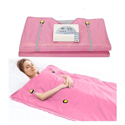 Tragbare Sauna, Beheizte Saunadecke for Abnehmen des Körpers, 2 Zonen, professionelle digitale gewichtete Saunadecke for Frauen zur Gewichtsreduktion Tragbar & zeitsparend(Pink) von OTENC