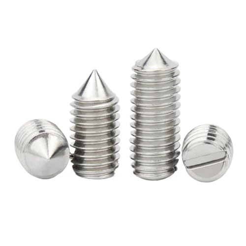 Gewindestifte mit Kegelspitze, Menge und Schlitzkopf aus Edelstahl M1,6 M2,5 M3 M4 M5 M6 M8 M10, kopflose Bolzen konischem Ende(8mm X10pcs,M2.5) von OTENG