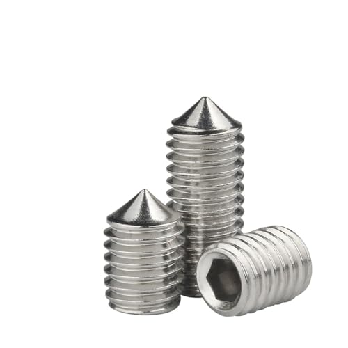 Kegelspitz-Stellschrauben, viele Sechskant-Innensechskant-Stellschrauben, Kegelspitz-Madenschraube M2,5 M3 M4 M5 M6 M8 M10 M12, Edelstahl 304(12mm X100pcs,M2) von OTENG