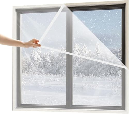 Magnetisches Fenster-Isolierset, Thermofolienfenster gegen Hitze, UPVC-Fensterisolierung, mit Vollrahmen-Magnetstreifen-Fensterabdeckung, for den Wetterschutz im Winter(120x150cm) von OTENG