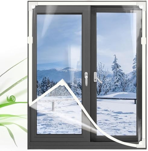 Magnetisches Fenster-Isolierset – Hochleistungs-Fenster-Isolierfolie mit Vollrahmen-Magnetstreifen, transparente Fensterabdeckungen, Zugluftstopper, wasserdicht, staubdicht(60x100cm) von OTENG