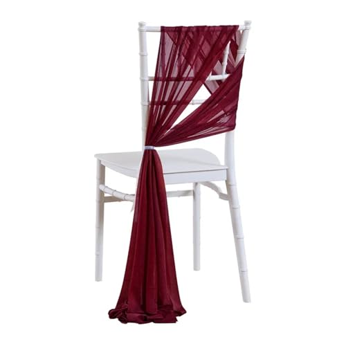 Stuhlschärpen für Hochzeitsveranstaltungen, Stuhlschärpen, 12 Stück, 17 x 250 cm, Hochzeitszeremonie, Gangdekoration für Partys, Brautpartys, Hotels, Chiffon-Stuhldekor(12pcs Burgundy) von OTENG