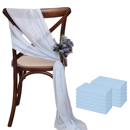 Stuhlschärpen für Hochzeitsveranstaltungen, Stuhlschärpen, 12 Stück, 17 x 275 cm, rosa Chiffon-Stuhlschärpen, Stuhlschärpen, Hochzeitsstuhlhussen, Band, Hochzeitsfeier, Gangstuhldekor(12pcs Sky Blue) Stuhlschärpen für Hochzeitsveranstaltungen, Stuhlschärpen, 12 Stück, 17 x 275 cm, rosa Chiffon-Stuhlschärpen, Stuhlschärpen, Hochzeitsstuhlhussen, Band, Hochzeitsfeier, Gangstuhldekor(12pcs Sky Blue) von OTENG