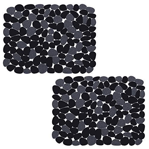 OTHWAY Kieselstein 2er-Set Spülbeckeneinlage, PVC Küche Spülbeckenmatte Verstellbare Waschbecken Mattefür Porzellanspüle, Geschirr und Glaswaren (Schwarz) von OTHWAY