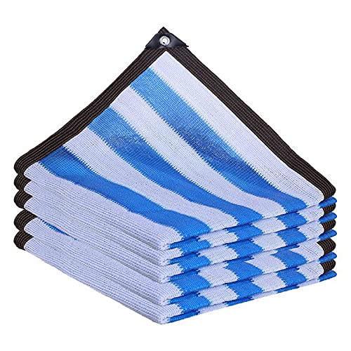 Hagelnetz Outdoor Verdickung Garten Schatten 75% Uv Blockieren,Sunblock Shade Cloth WeißE Und Blaue Streifen Schattiernetz,Benutzt FüR Courtyard Balcony WäRmeisolierung (2mx6m/6.6ftx19.7ft) von OTIGA
