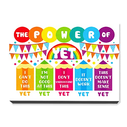Motivierendes Zitat "The Power Of Yet", bunte Regenbogen-Wimpelkette, Leinwand, Kunstdruck, 35.6x27.9 cm, geistige Gesundheit, Themendekoration für Klassenzimmer, Studenten, Jugendliche Geschenke von OTINGQD