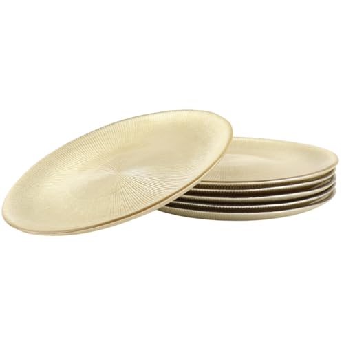 OTIX Frühstücksteller - Teller Set - 6 Personen - Gold - Glitzer - Dessertteller - 21cm - Glas - AUREA von OTIX