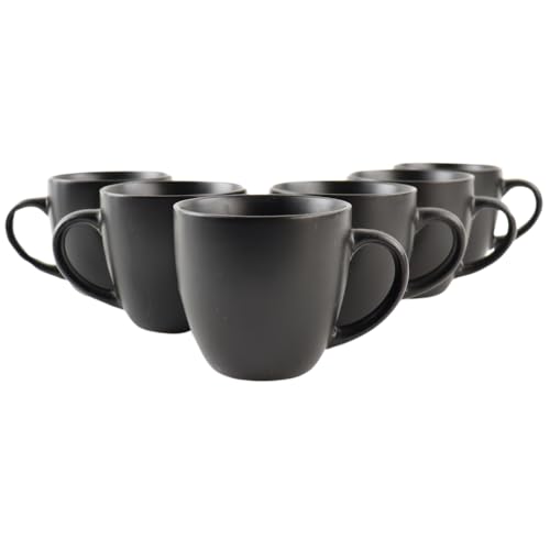OTIX KoffieKopjes Kaffeebecher Set von 6 Kaffeetassen Schwarz Matt 220ml Steingut RAVEN von OTIX