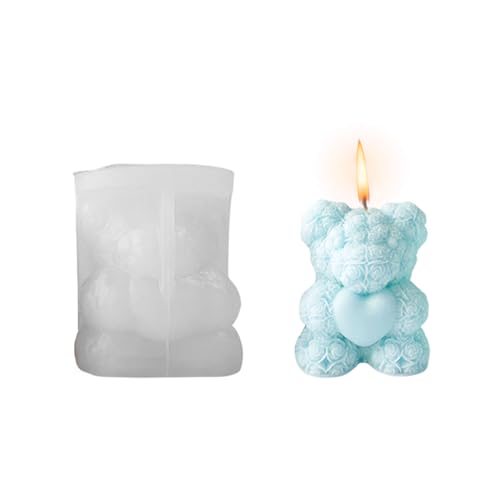 3D-Rosenbär-Kerzenform, 1 x niedliche Herz-Bär-Kerzenform zur Kerzenherstellung, Epoxid-Gussform, Fondant, Seife, für handgefertigte Geschenke, Bastelarbeiten, Ornamente, Heimdekoration 3D-Rosenbär-Kerzenform, 1 x niedliche Herz-Bär-Kerzenform zur Kerzenherstellung, Epoxid-Gussform, Fondant, Seife, für handgefertigte Geschenke, Bastelarbeiten, Ornamente, Heimdekoration von OTKARXUS