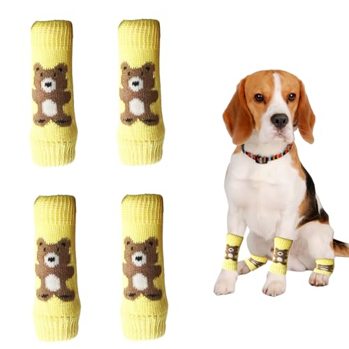 OTKARXUS Hunde-Beinstulpen, niedlicher Bär, Ellenbogenschutz, Winter, weich, warm, gestrickt, für Kätzchen, Welpen, kleine Hunde, Katzen, Gelb, Größe S, 4 Stück OTKARXUS Hunde-Beinstulpen, niedlicher Bär, Ellenbogenschutz, Winter, weich, warm, gestrickt, für Kätzchen, Welpen, kleine Hunde, Katzen, Gelb, Größe S, 4 Stück von OTKARXUS
