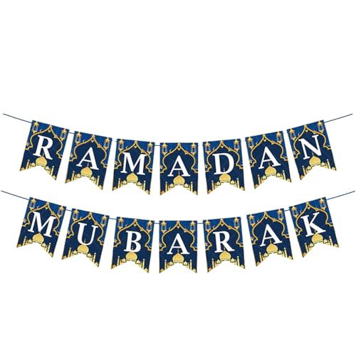 Ramadan Mubarak Banner,1 Satz Ramadan Deko Ramadan Banner,Eid Mubarak Dekoration Girlande für muslimische islamische Ramadan Kareem Party Dekor von OTKARXUS